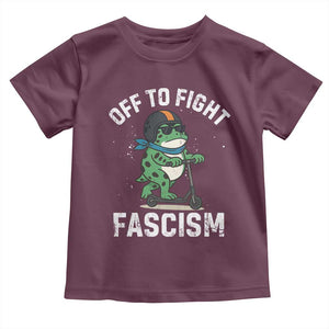 Portland Frog Resist Protest Toddler T Shirt Off to Fight Fascism Frog Scooter TS10 Maroon Print Your Wear