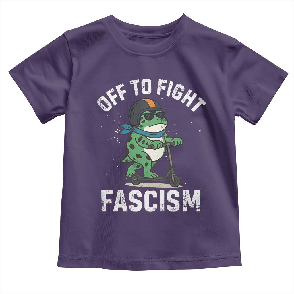 Portland Frog Resist Protest Toddler T Shirt Off to Fight Fascism Frog Scooter TS10 Purple Print Your Wear