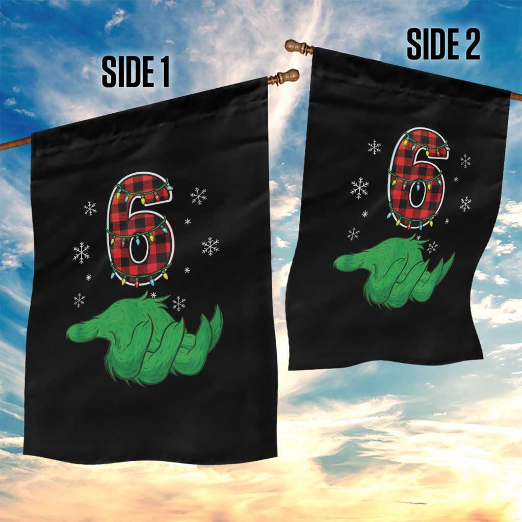 Number 6 Matching 67 Christmas Garden Flag Red Plaid Xmas Pajamas Holiday Gen Alpha Slang Meme TS10 Print Your Wear