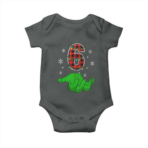 Number 6 Matching 67 Christmas Baby Onesie Red Plaid Xmas Pajamas Holiday Gen Alpha Slang Meme TS10 Dark Heather Print Your Wear