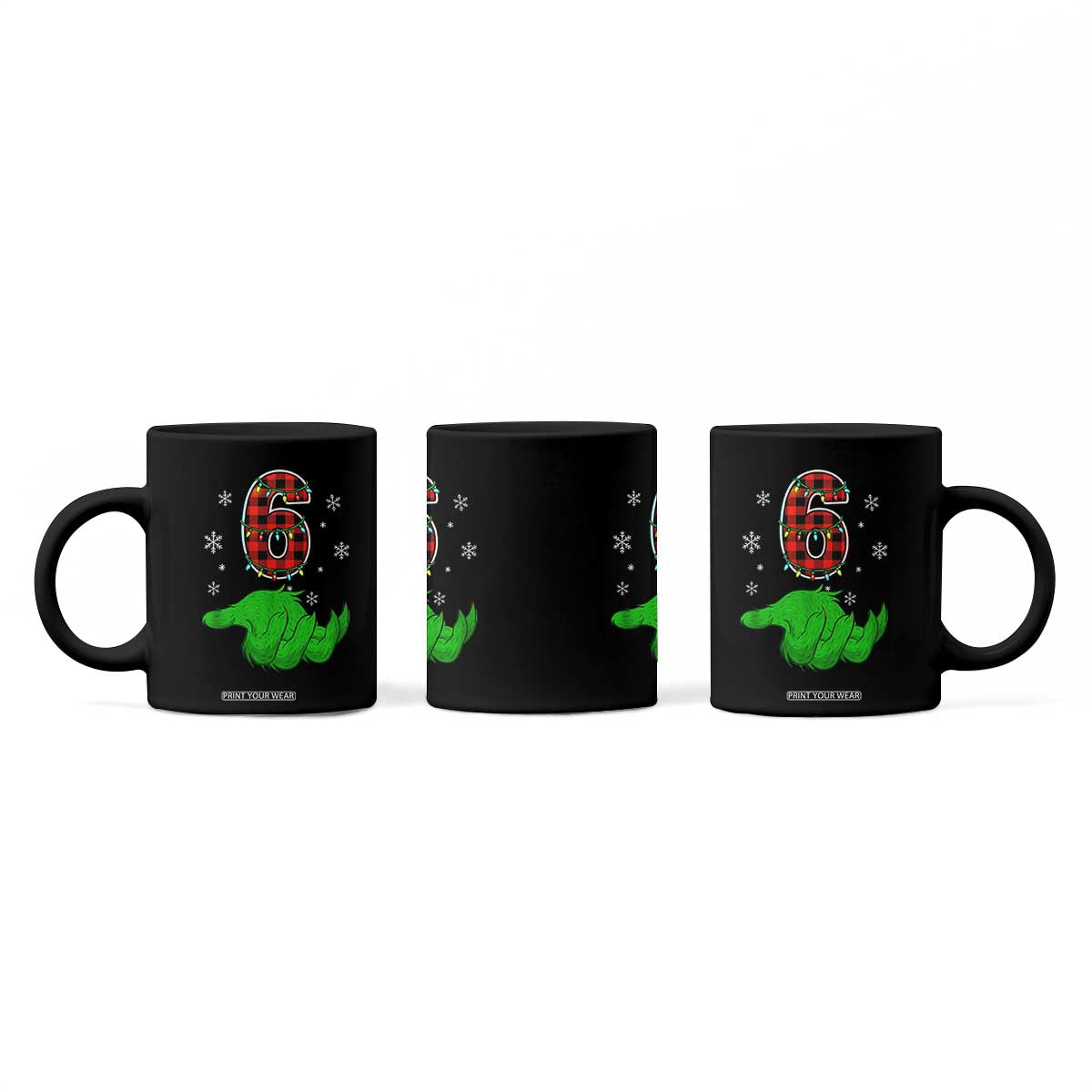 Number 6 Matching 67 Christmas Coffee Mug Red Plaid Xmas Pajamas Holiday Gen Alpha Slang Meme TS10 Print Your Wear