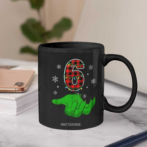 Number 6 Matching 67 Christmas Coffee Mug Red Plaid Xmas Pajamas Holiday Gen Alpha Slang Meme TS10 Print Your Wear