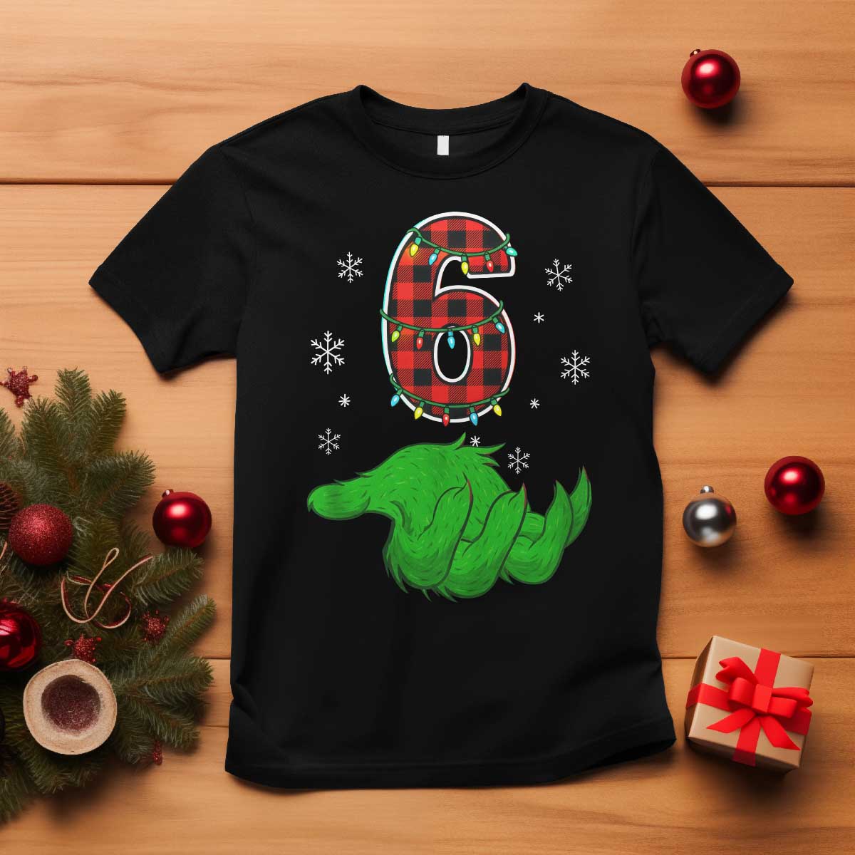 Number 6 Matching 67 Christmas T Shirt Red Plaid Xmas Pajamas Holiday Gen Alpha Slang Meme TS10 Black Print Your Wear