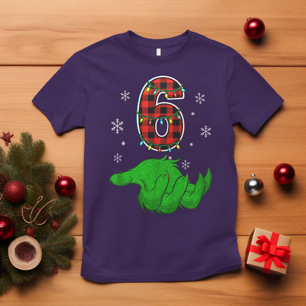 Number 6 Matching 67 Christmas T Shirt Red Plaid Xmas Pajamas Holiday Gen Alpha Slang Meme TS10 Purple Print Your Wear