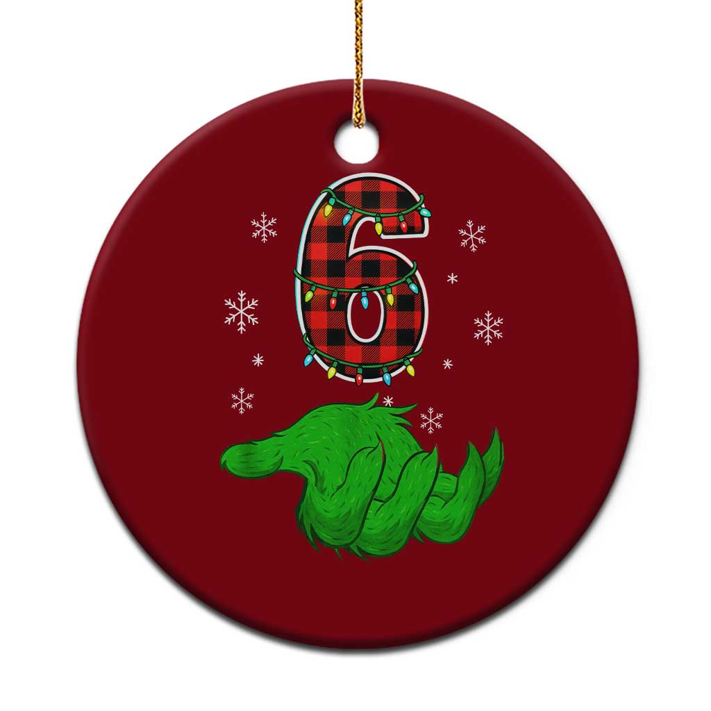 Number 6 Matching 67 Christmas Ceramic Ornament Red Plaid Xmas Pajamas Holiday Gen Alpha Slang Meme TS10 1pc Red Print Your Wear