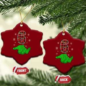 Number 6 Matching 67 Christmas Ceramic Ornament Red Plaid Xmas Pajamas Holiday Gen Alpha Slang Meme TS10 Print Your Wear