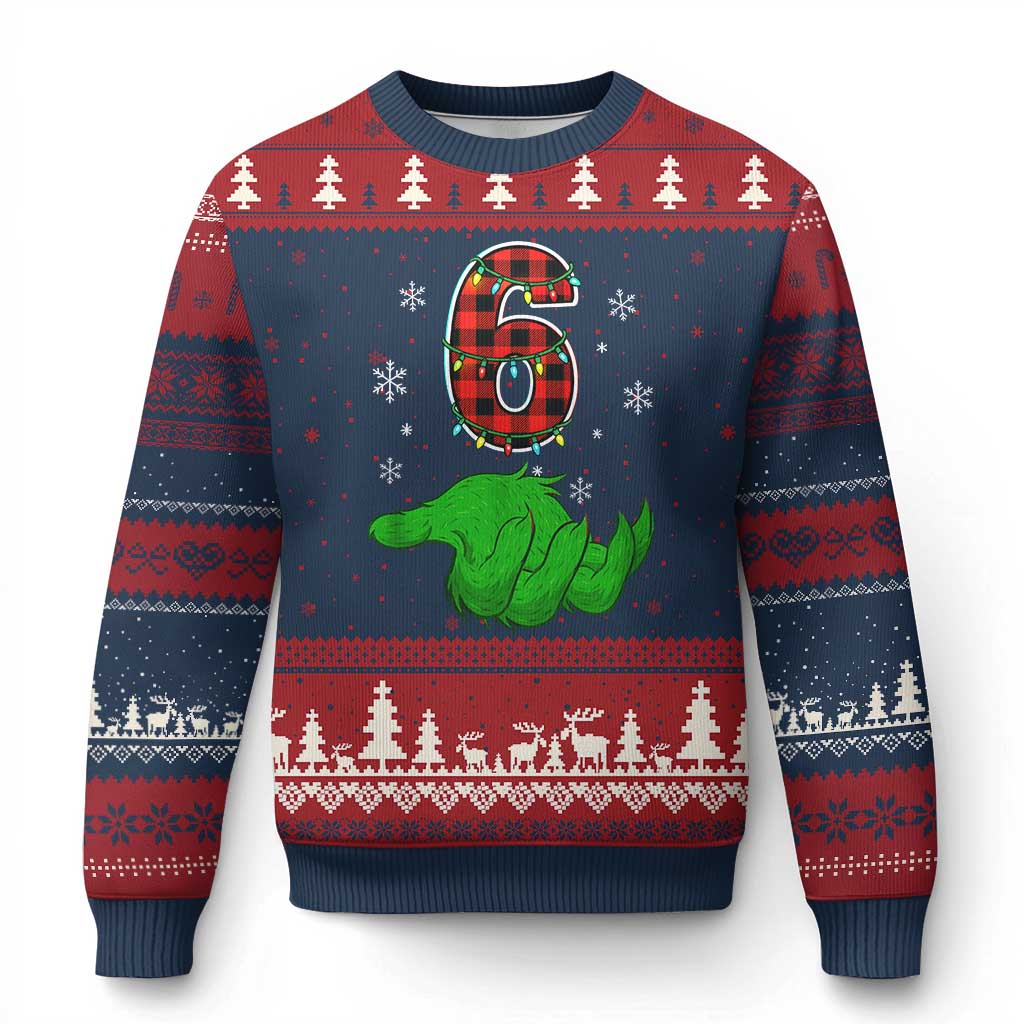 Number 6 Matching 67 Xmas Ugly Christmas Sweater Red Plaid Xmas Pajamas Holiday Gen Alpha Slang Meme TS10 Navy Red Print Your Wear