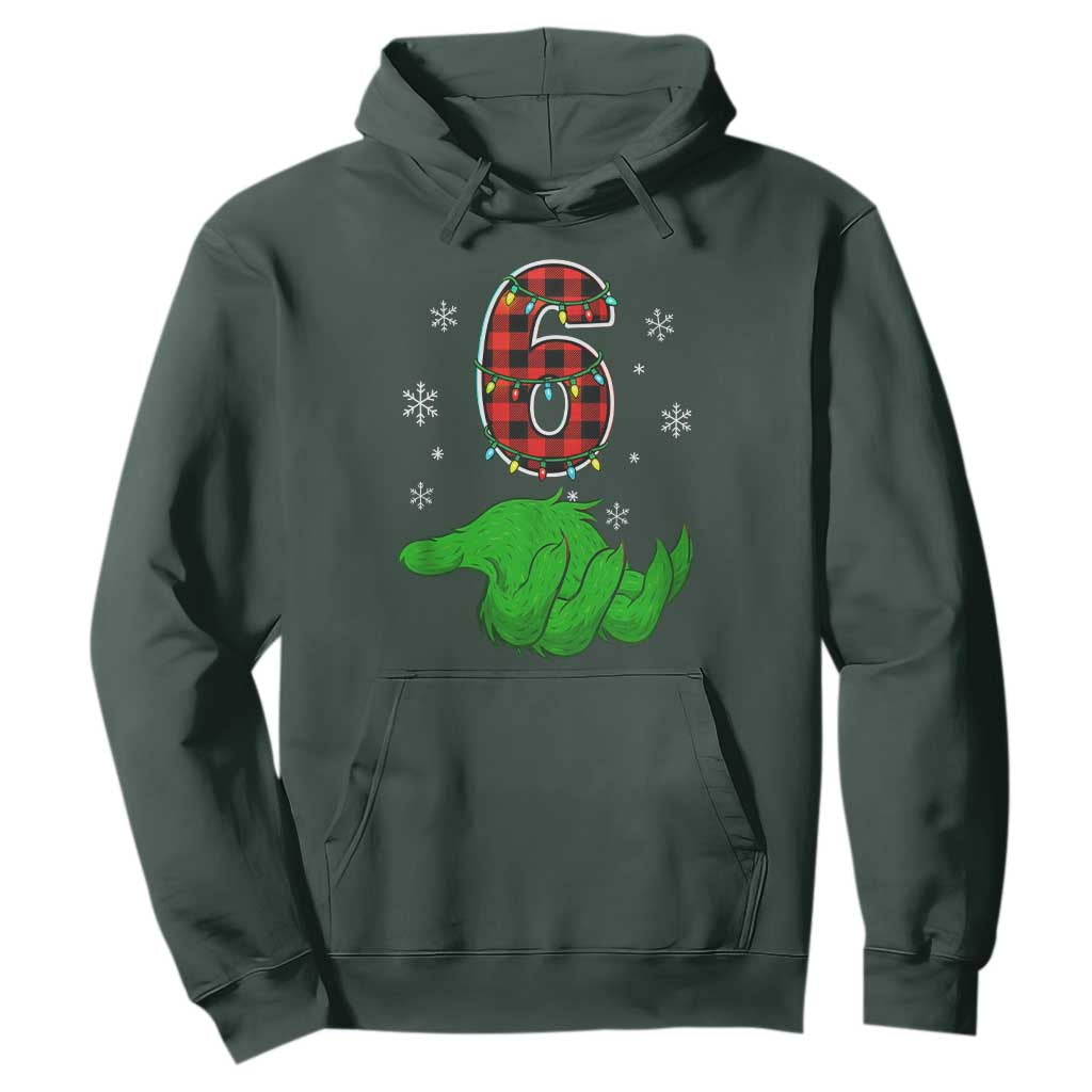 Number 6 Matching 67 Christmas Hoodie Red Plaid Xmas Pajamas Holiday Gen Alpha Slang Meme TS10 Dark Forest Green Print Your Wear