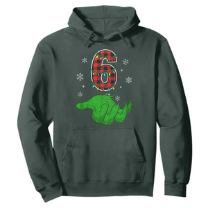 Number 6 Matching 67 Christmas Hoodie Red Plaid Xmas Pajamas Holiday Gen Alpha Slang Meme TS10 Dark Forest Green Print Your Wear