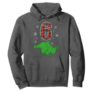 Number 6 Matching 67 Christmas Hoodie Red Plaid Xmas Pajamas Holiday Gen Alpha Slang Meme TS10 Dark Heather Print Your Wear