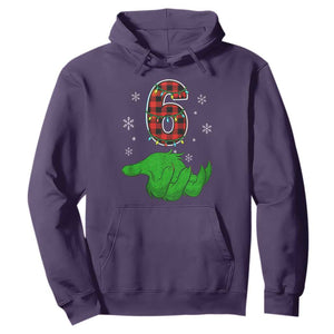 Number 6 Matching 67 Christmas Hoodie Red Plaid Xmas Pajamas Holiday Gen Alpha Slang Meme TS10 Purple Print Your Wear