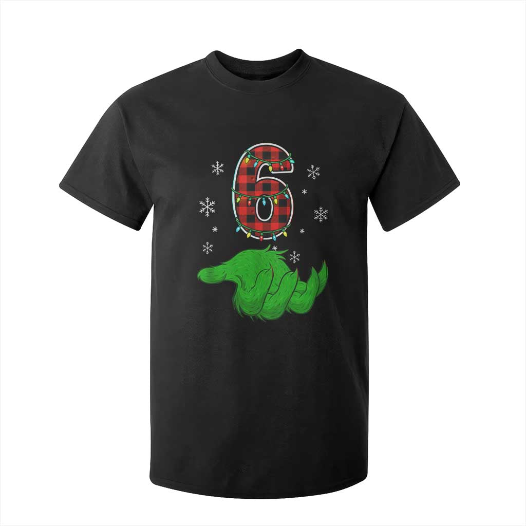 Number 6 Matching 67 Christmas T Shirt For Kid Red Plaid Xmas Pajamas Holiday Gen Alpha Slang Meme TS10 Black Print Your Wear