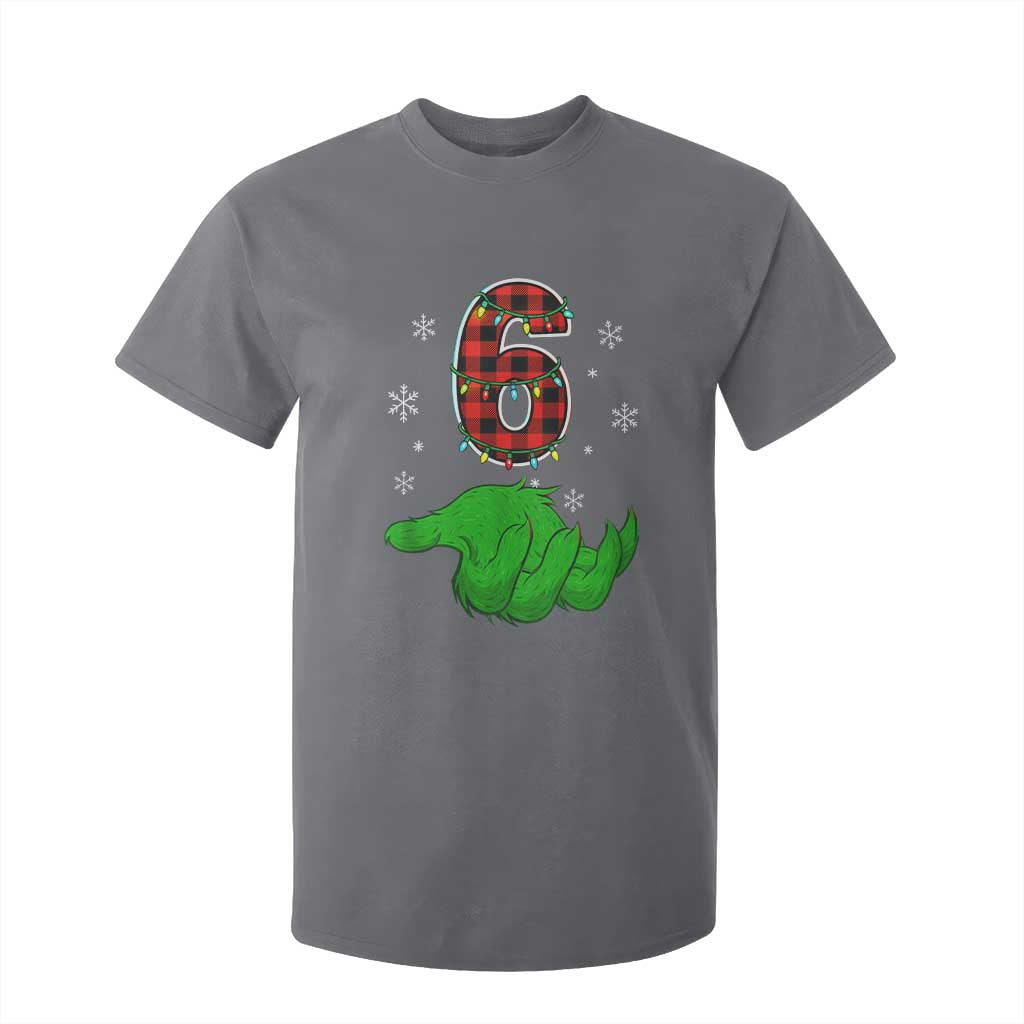 Number 6 Matching 67 Christmas T Shirt For Kid Red Plaid Xmas Pajamas Holiday Gen Alpha Slang Meme TS10 Charcoal Print Your Wear