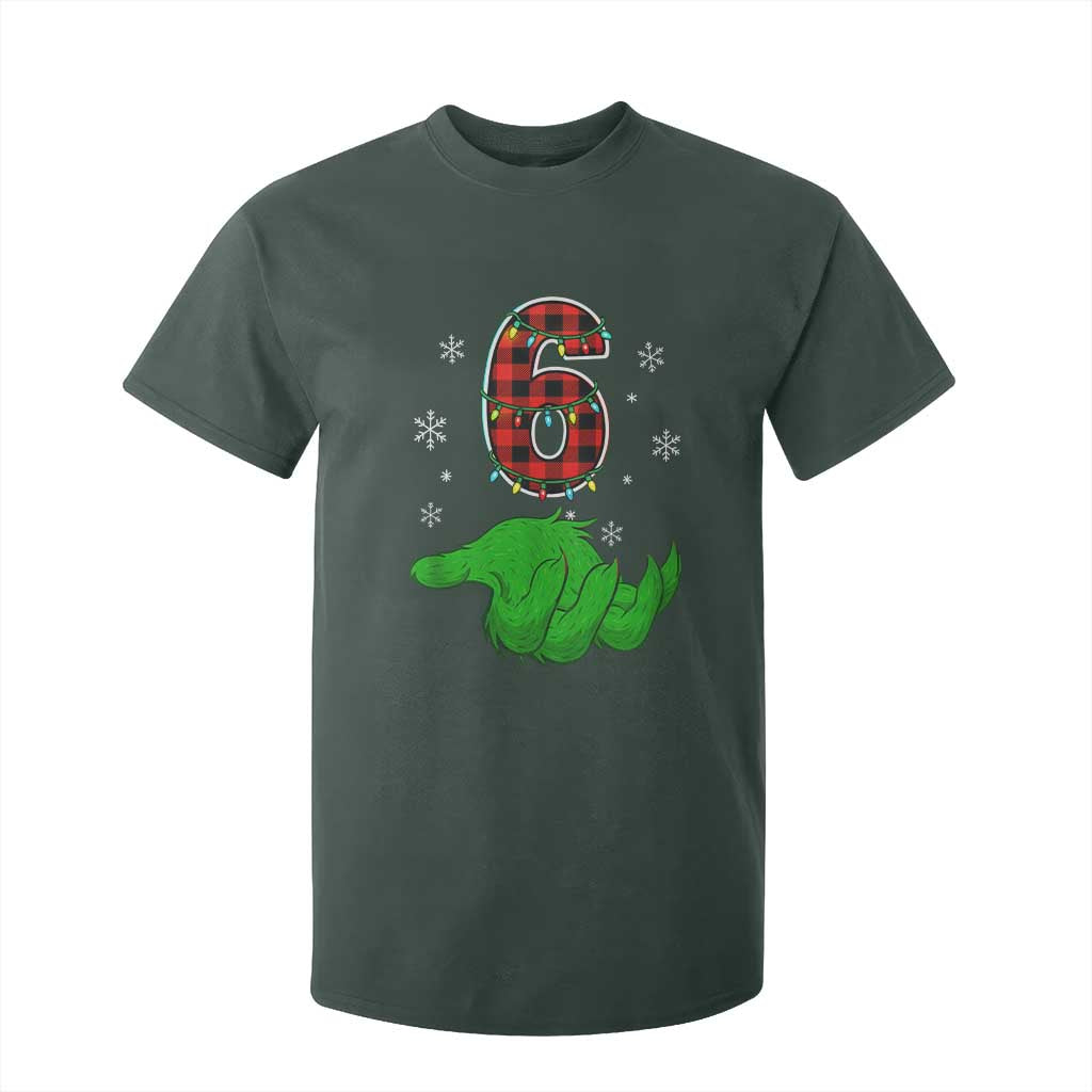Number 6 Matching 67 Christmas T Shirt For Kid Red Plaid Xmas Pajamas Holiday Gen Alpha Slang Meme TS10 Dark Forest Green Print Your Wear
