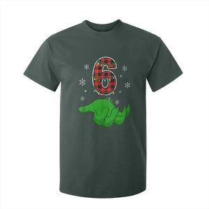 Number 6 Matching 67 Christmas T Shirt For Kid Red Plaid Xmas Pajamas Holiday Gen Alpha Slang Meme TS10 Dark Forest Green Print Your Wear