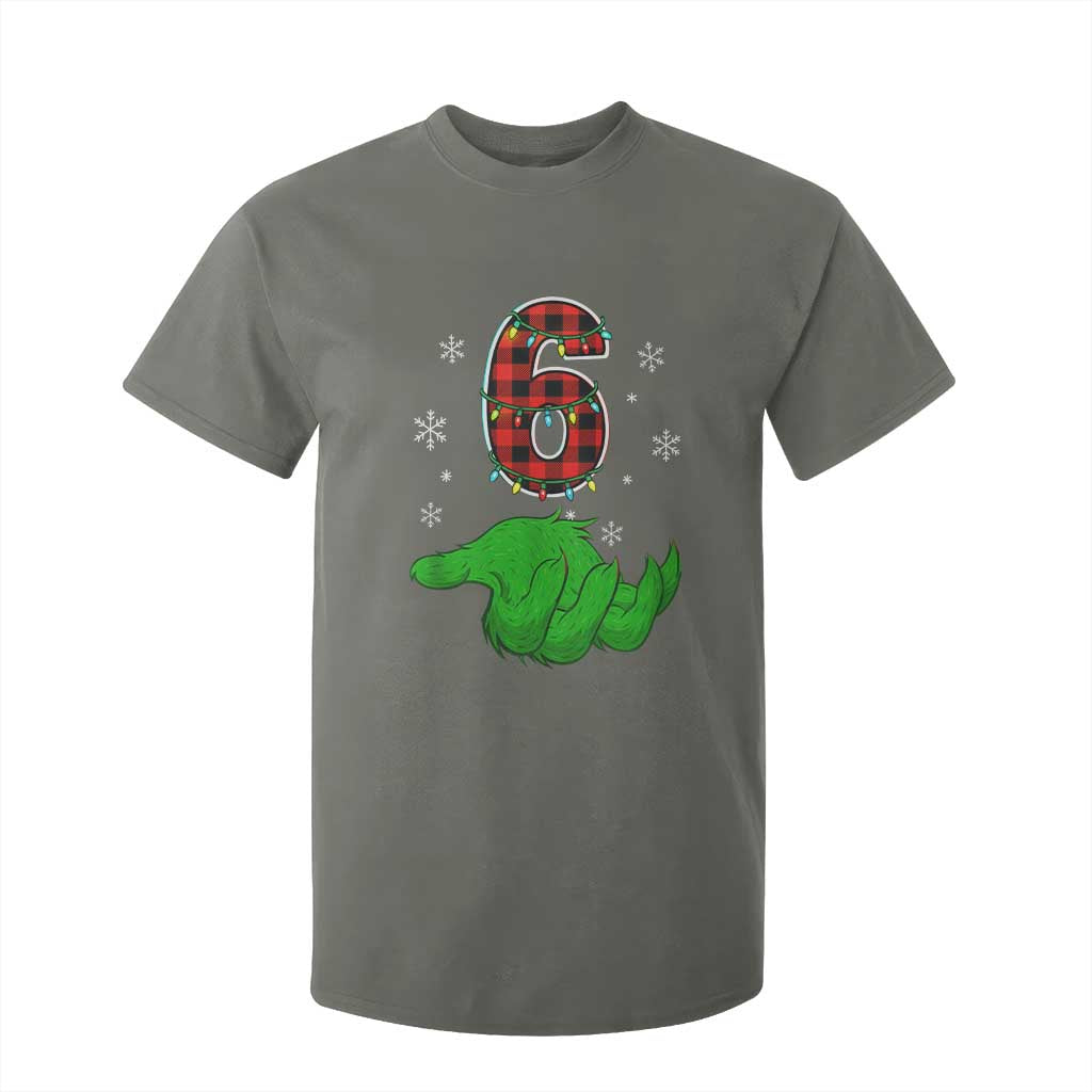 Number 6 Matching 67 Christmas T Shirt For Kid Red Plaid Xmas Pajamas Holiday Gen Alpha Slang Meme TS10 Military Green Print Your Wear