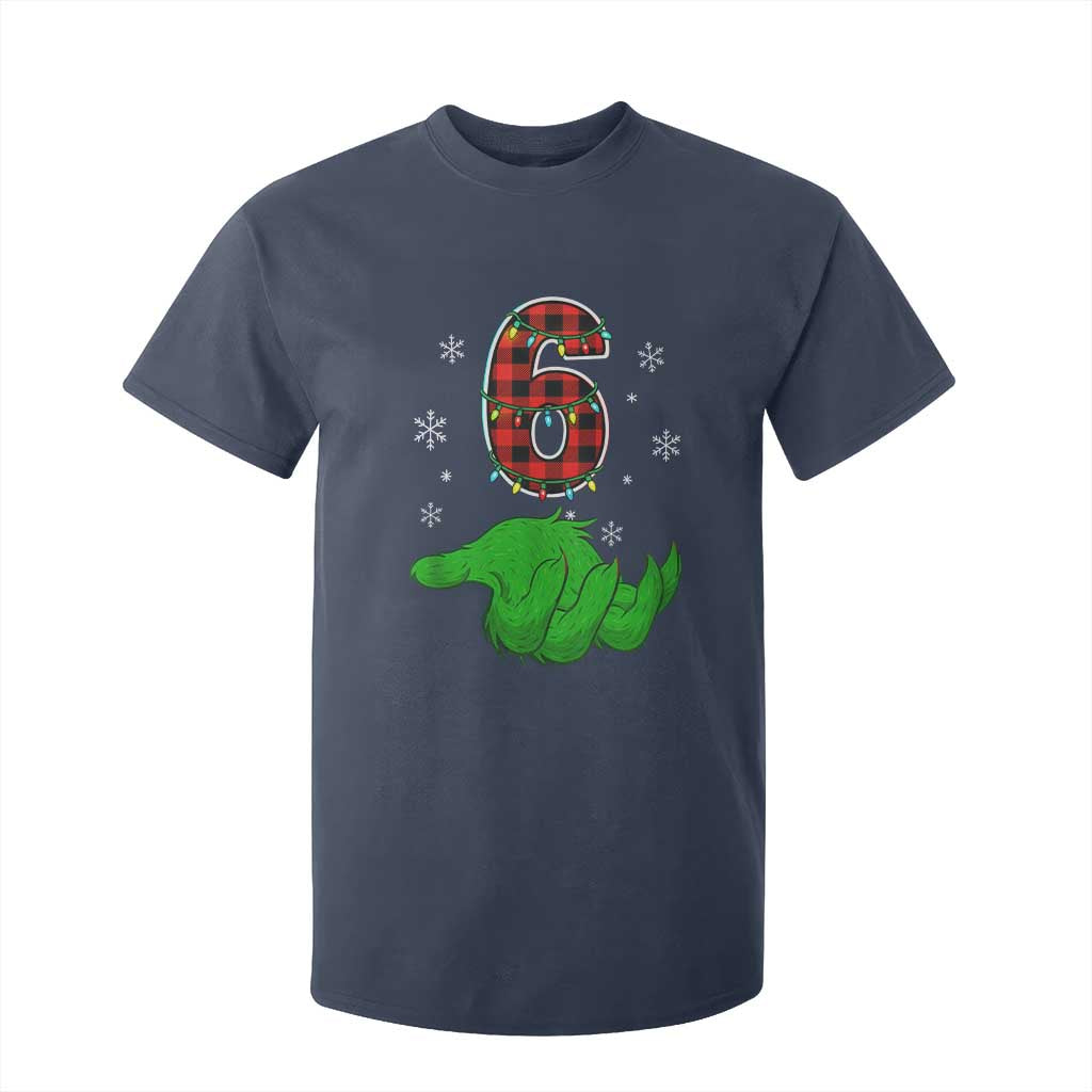Number 6 Matching 67 Christmas T Shirt For Kid Red Plaid Xmas Pajamas Holiday Gen Alpha Slang Meme TS10 Navy Print Your Wear