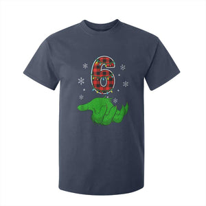 Number 6 Matching 67 Christmas T Shirt For Kid Red Plaid Xmas Pajamas Holiday Gen Alpha Slang Meme TS10 Navy Print Your Wear