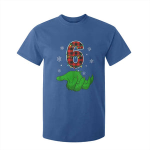 Number 6 Matching 67 Christmas T Shirt For Kid Red Plaid Xmas Pajamas Holiday Gen Alpha Slang Meme TS10 Royal Blue Print Your Wear