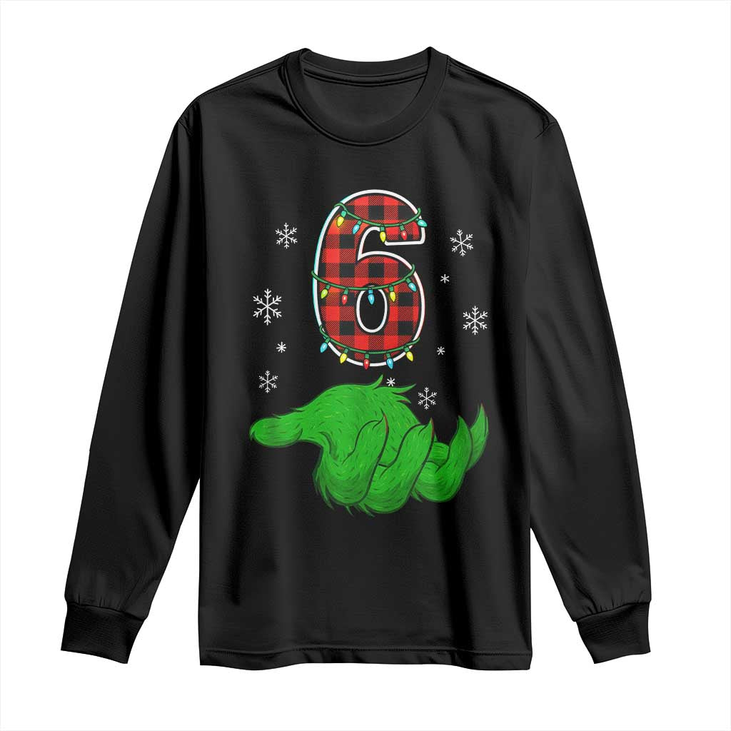Number 6 Matching 67 Christmas Long Sleeve Shirt Red Plaid Xmas Pajamas Holiday Gen Alpha Slang Meme TS10 Black Print Your Wear