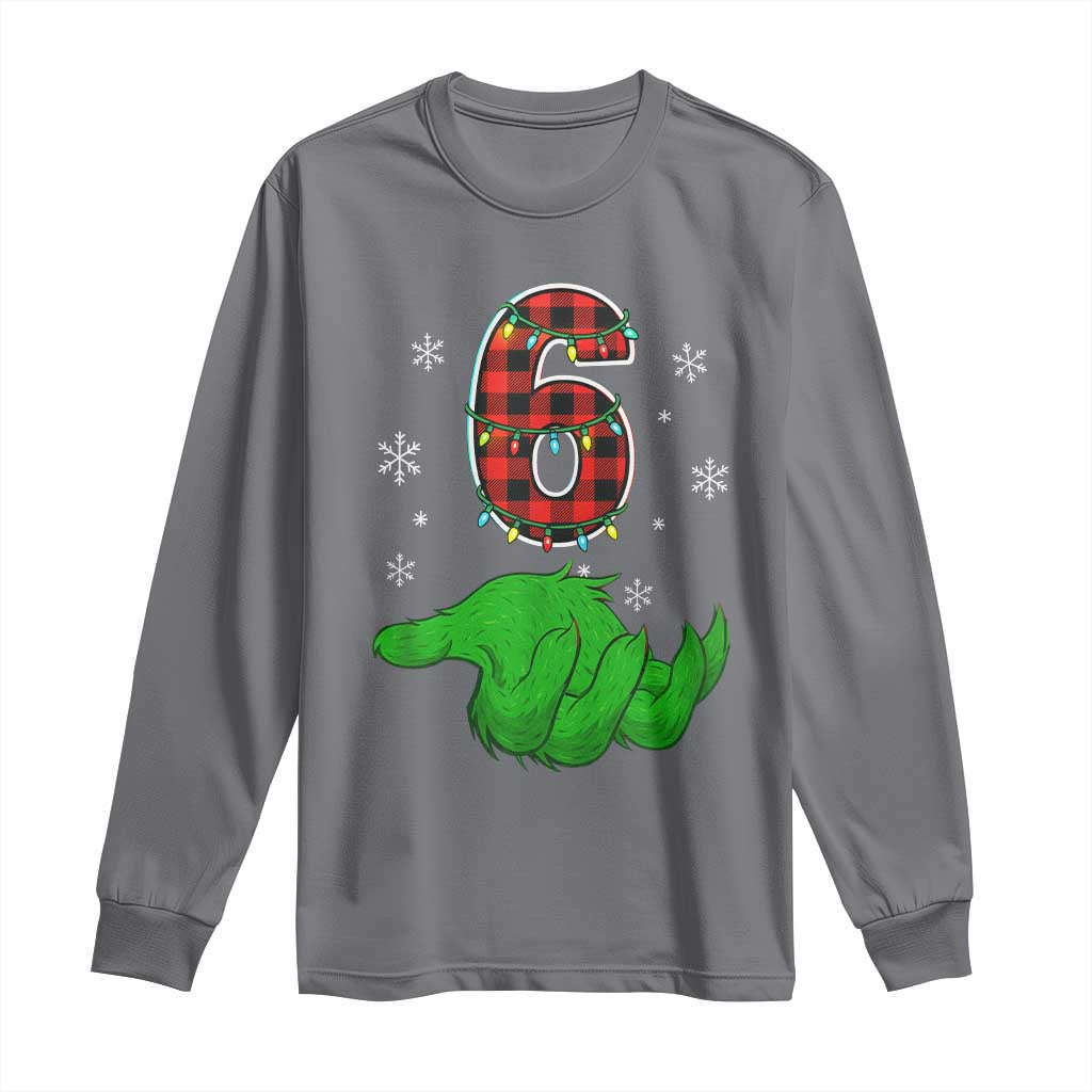 Number 6 Matching 67 Christmas Long Sleeve Shirt Red Plaid Xmas Pajamas Holiday Gen Alpha Slang Meme TS10 Charcoal Print Your Wear