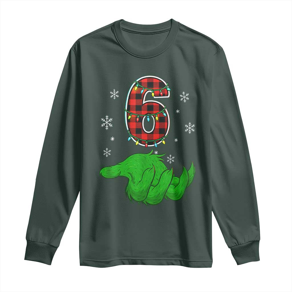 Number 6 Matching 67 Christmas Long Sleeve Shirt Red Plaid Xmas Pajamas Holiday Gen Alpha Slang Meme TS10 Dark Forest Green Print Your Wear