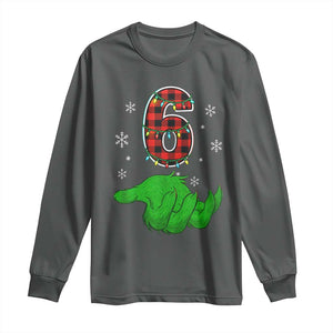 Number 6 Matching 67 Christmas Long Sleeve Shirt Red Plaid Xmas Pajamas Holiday Gen Alpha Slang Meme TS10 Dark Heather Print Your Wear