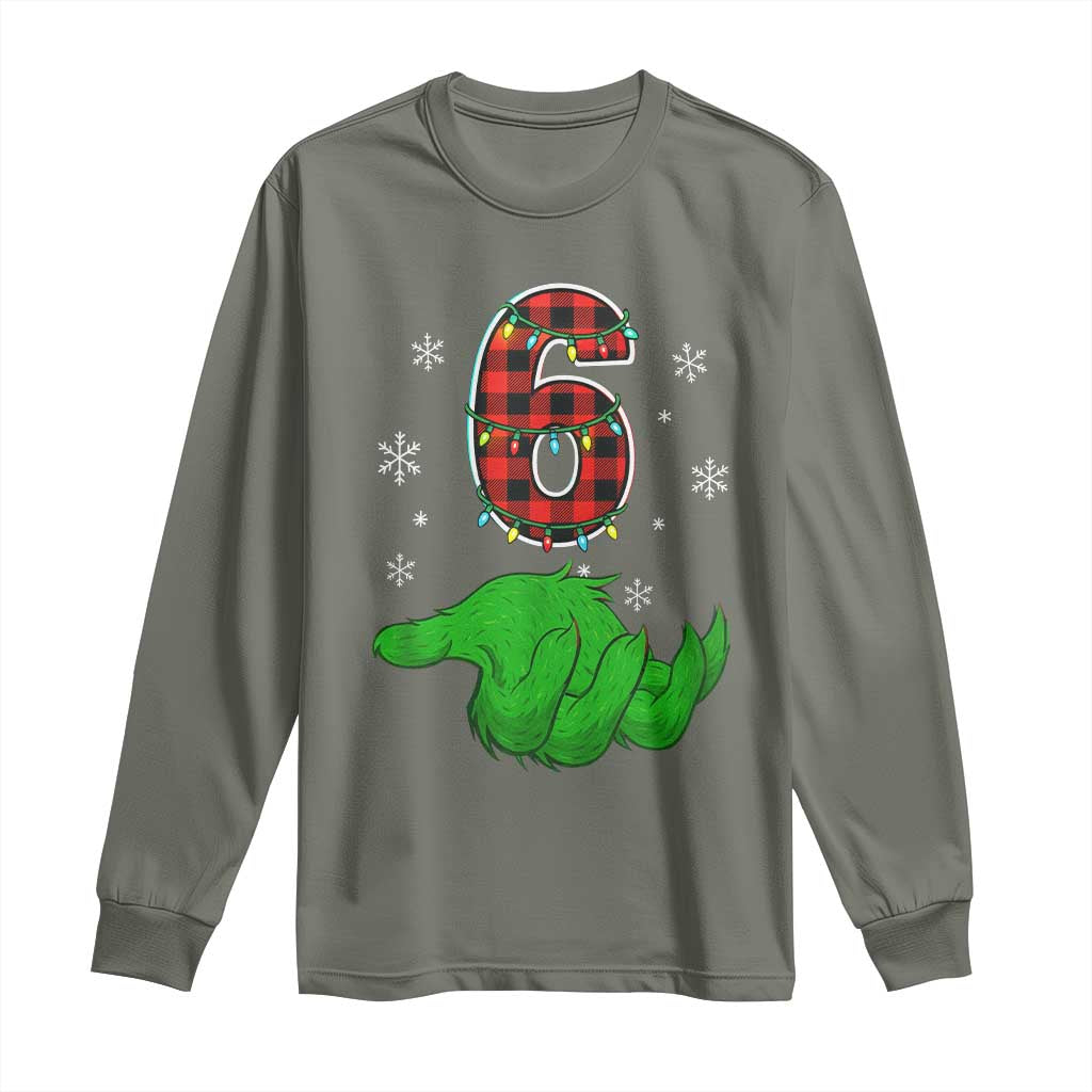 Number 6 Matching 67 Christmas Long Sleeve Shirt Red Plaid Xmas Pajamas Holiday Gen Alpha Slang Meme TS10 Military Green Print Your Wear