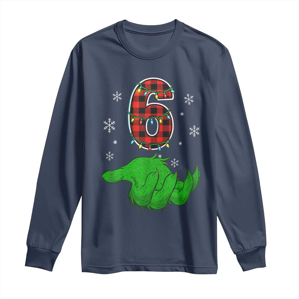 Number 6 Matching 67 Christmas Long Sleeve Shirt Red Plaid Xmas Pajamas Holiday Gen Alpha Slang Meme TS10 Navy Print Your Wear
