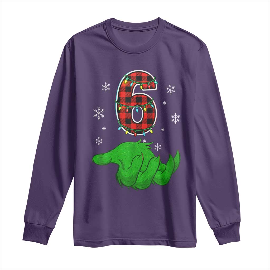 Number 6 Matching 67 Christmas Long Sleeve Shirt Red Plaid Xmas Pajamas Holiday Gen Alpha Slang Meme TS10 Purple Print Your Wear
