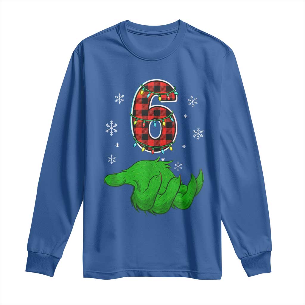 Number 6 Matching 67 Christmas Long Sleeve Shirt Red Plaid Xmas Pajamas Holiday Gen Alpha Slang Meme TS10 Royal Blue Print Your Wear