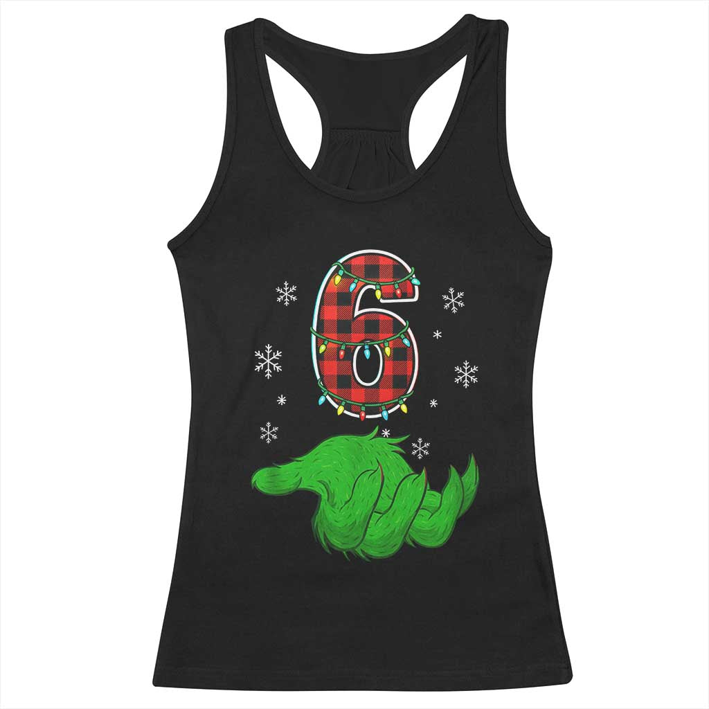 Number 6 Matching 67 Christmas Racerback Tank Top Red Plaid Xmas Pajamas Holiday Gen Alpha Slang Meme TS10 Black Print Your Wear