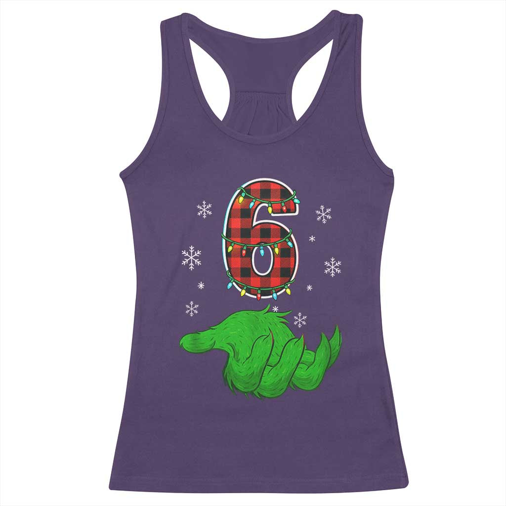 Number 6 Matching 67 Christmas Racerback Tank Top Red Plaid Xmas Pajamas Holiday Gen Alpha Slang Meme TS10 Purple Print Your Wear