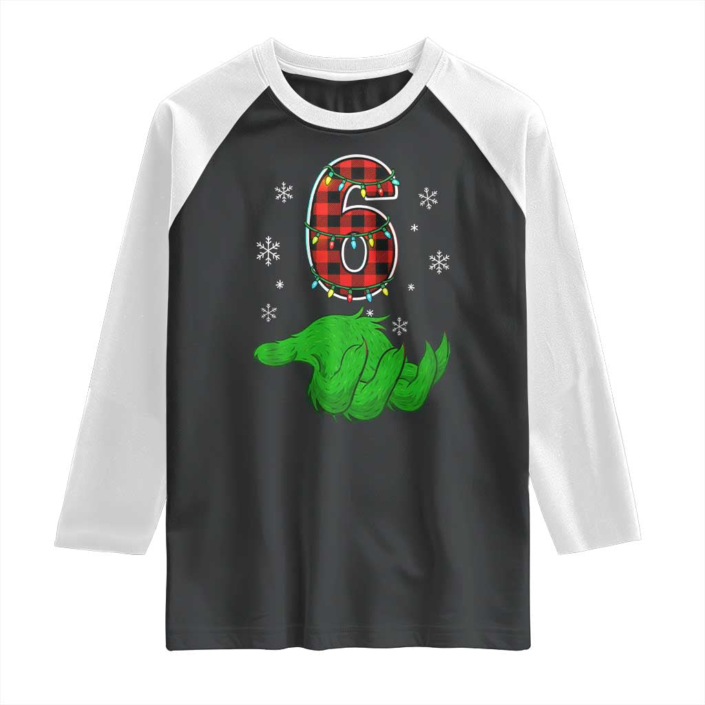 Number 6 Matching 67 Christmas Raglan Shirt Red Plaid Xmas Pajamas Holiday Gen Alpha Slang Meme TS10 Black White Print Your Wear