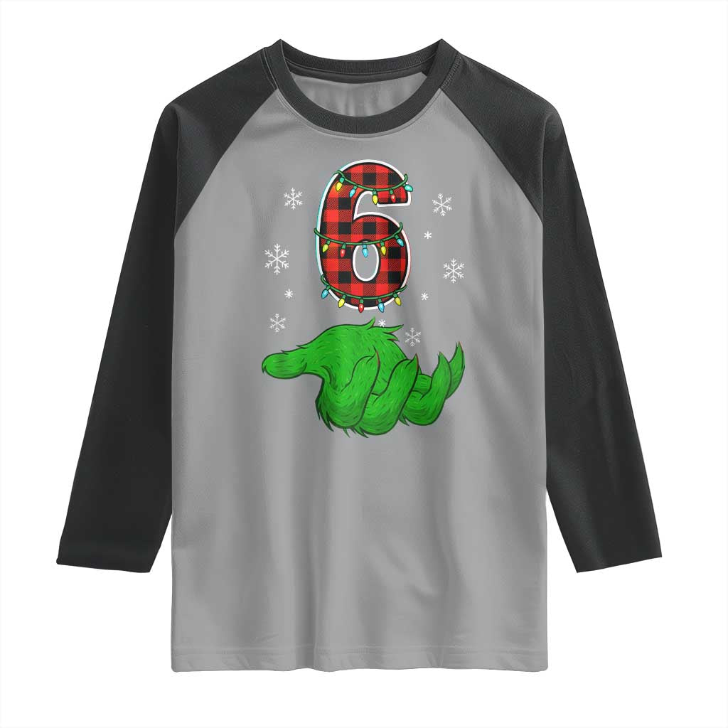 Number 6 Matching 67 Christmas Raglan Shirt Red Plaid Xmas Pajamas Holiday Gen Alpha Slang Meme TS10 Sport Gray Black Print Your Wear
