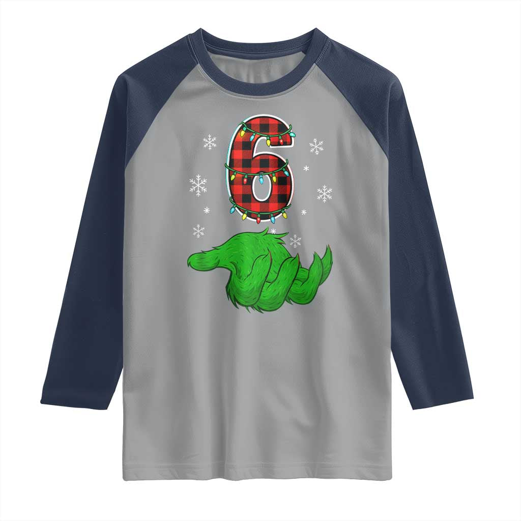 Number 6 Matching 67 Christmas Raglan Shirt Red Plaid Xmas Pajamas Holiday Gen Alpha Slang Meme TS10 Sport Gray Navy Print Your Wear