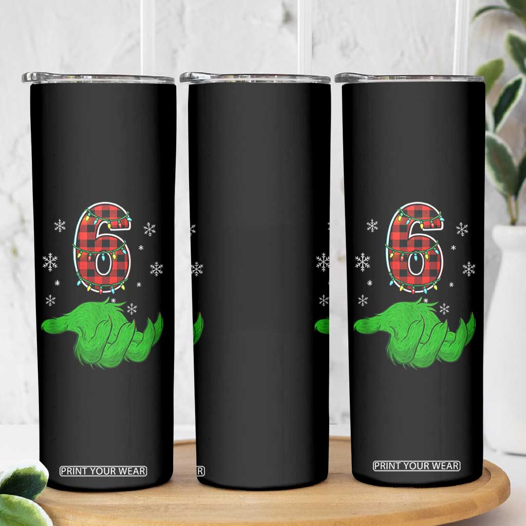 Number 6 Matching 67 Christmas Skinny Tumbler Red Plaid Xmas Pajamas Holiday Gen Alpha Slang Meme TS10 Print Your Wear