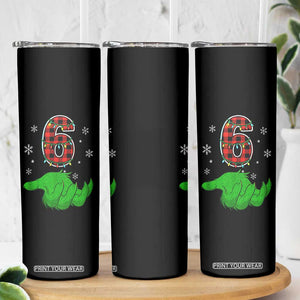 Number 6 Matching 67 Christmas Skinny Tumbler Red Plaid Xmas Pajamas Holiday Gen Alpha Slang Meme TS10 Print Your Wear