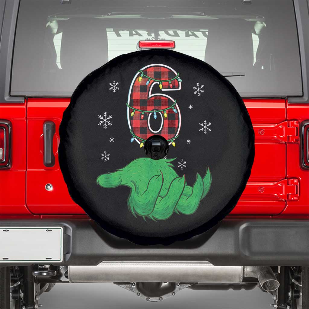 Number 6 Matching 67 Christmas Spare Tire Cover Red Plaid Xmas Pajamas Holiday Gen Alpha Slang Meme TS10 Black Print Your Wear