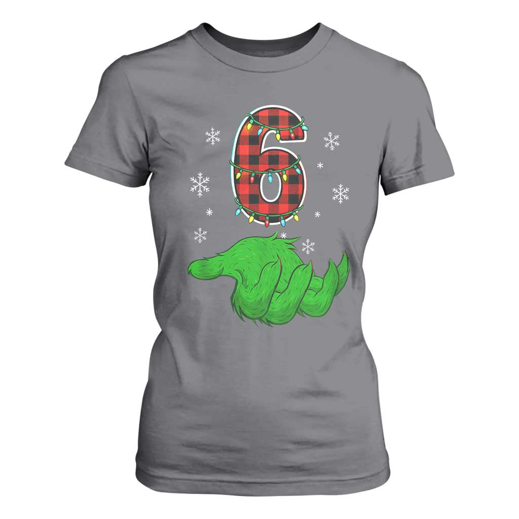 Number 6 Matching 67 Christmas T Shirt For Women Red Plaid Xmas Pajamas Holiday Gen Alpha Slang Meme TS10 Charcoal Print Your Wear