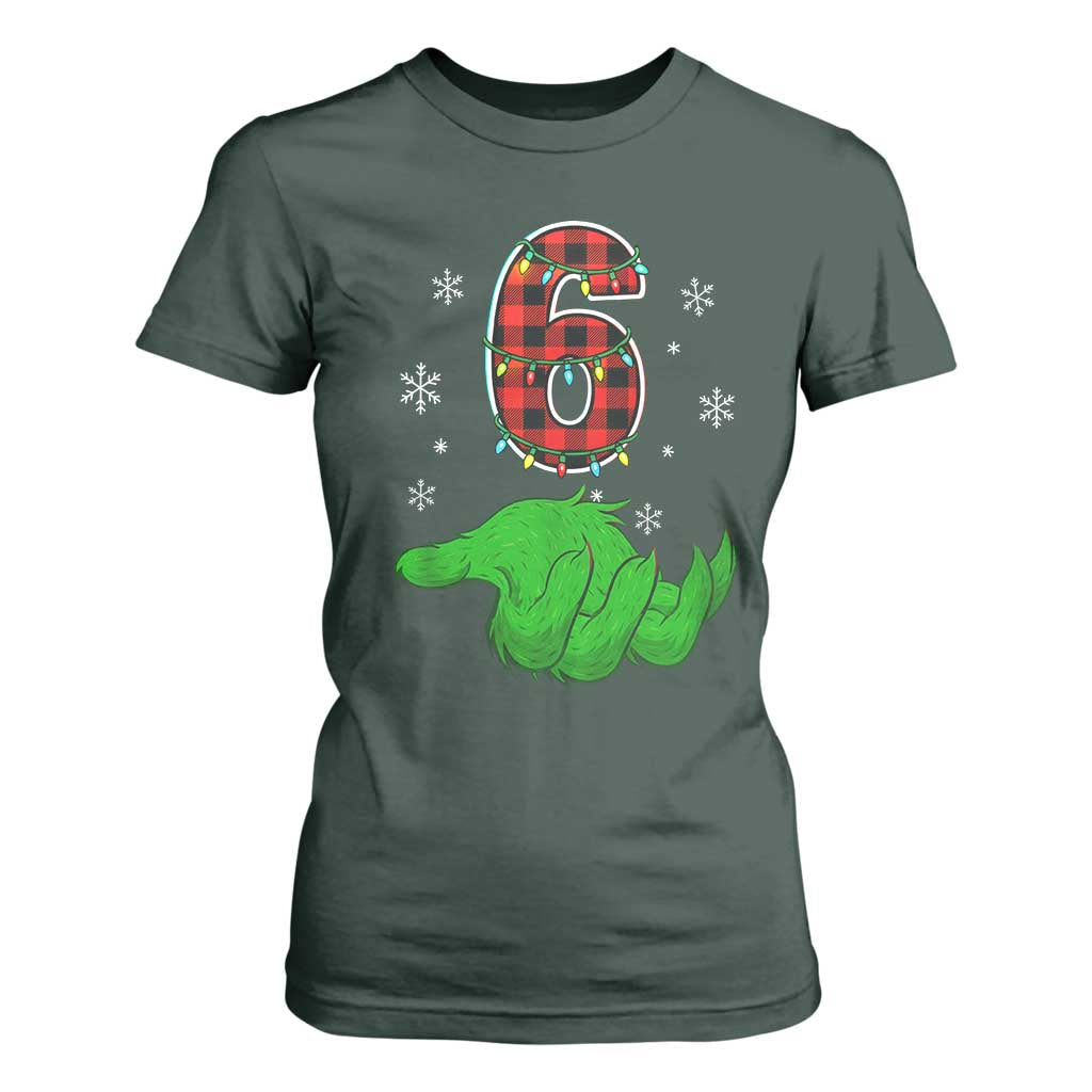 Number 6 Matching 67 Christmas T Shirt For Women Red Plaid Xmas Pajamas Holiday Gen Alpha Slang Meme TS10 Dark Forest Green Print Your Wear