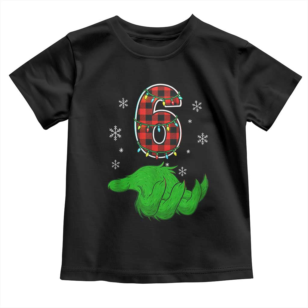 Number 6 Matching 67 Christmas Toddler T Shirt Red Plaid Xmas Pajamas Holiday Gen Alpha Slang Meme TS10 Black Print Your Wear