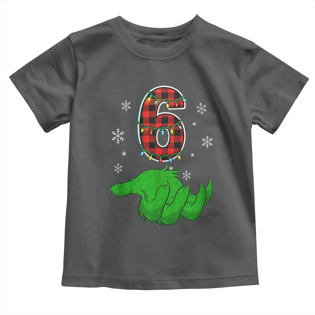 Number 6 Matching 67 Christmas Toddler T Shirt Red Plaid Xmas Pajamas Holiday Gen Alpha Slang Meme TS10 Dark Heather Print Your Wear