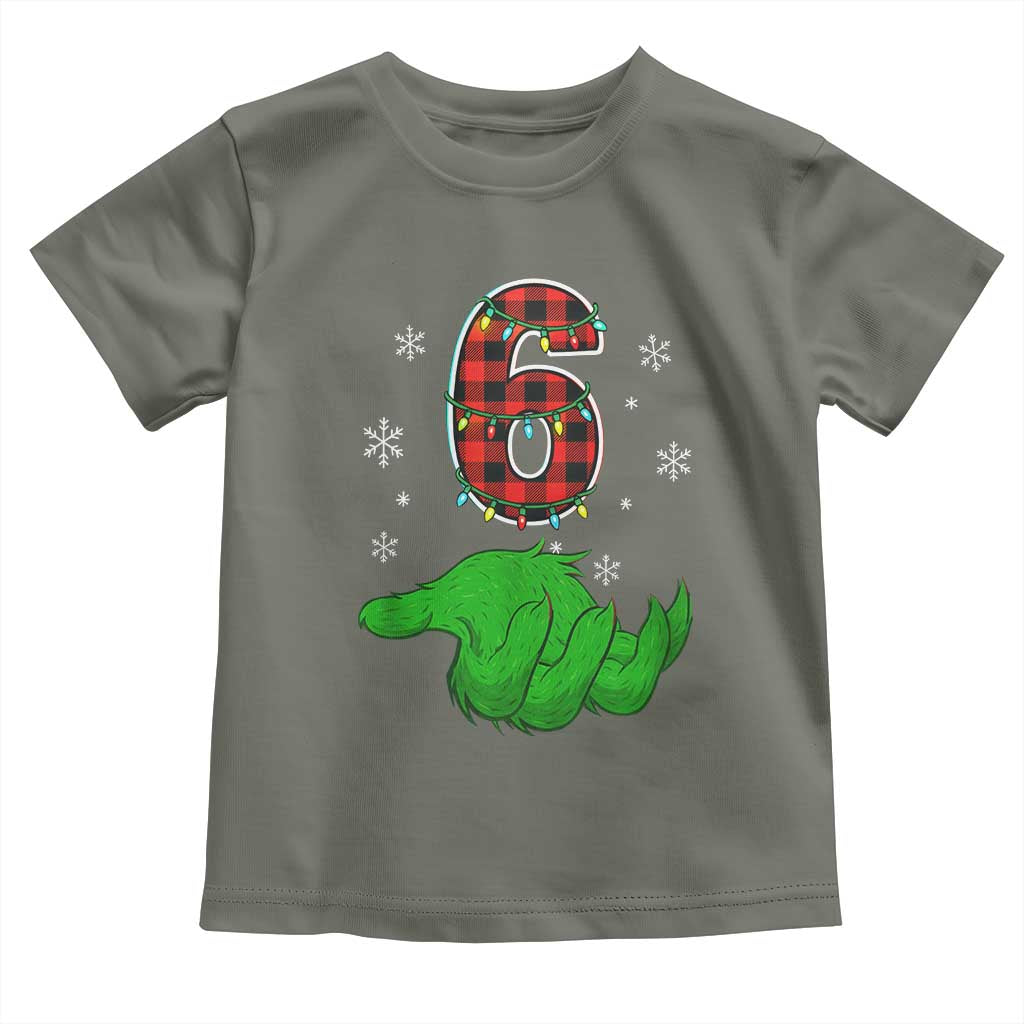 Number 6 Matching 67 Christmas Toddler T Shirt Red Plaid Xmas Pajamas Holiday Gen Alpha Slang Meme TS10 Military Green Print Your Wear