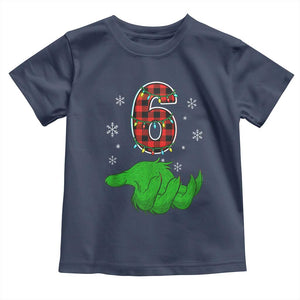 Number 6 Matching 67 Christmas Toddler T Shirt Red Plaid Xmas Pajamas Holiday Gen Alpha Slang Meme TS10 Navy Print Your Wear