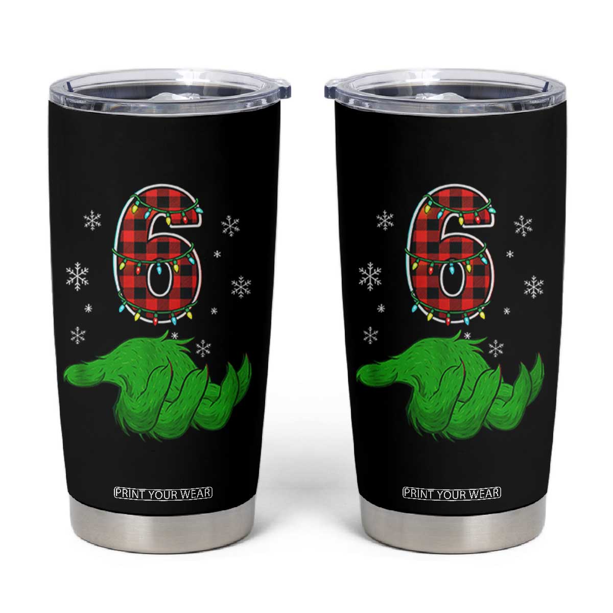 Number 6 Matching 67 Christmas Tumbler Cup Red Plaid Xmas Pajamas Holiday Gen Alpha Slang Meme TS10 Black Print Your Wear