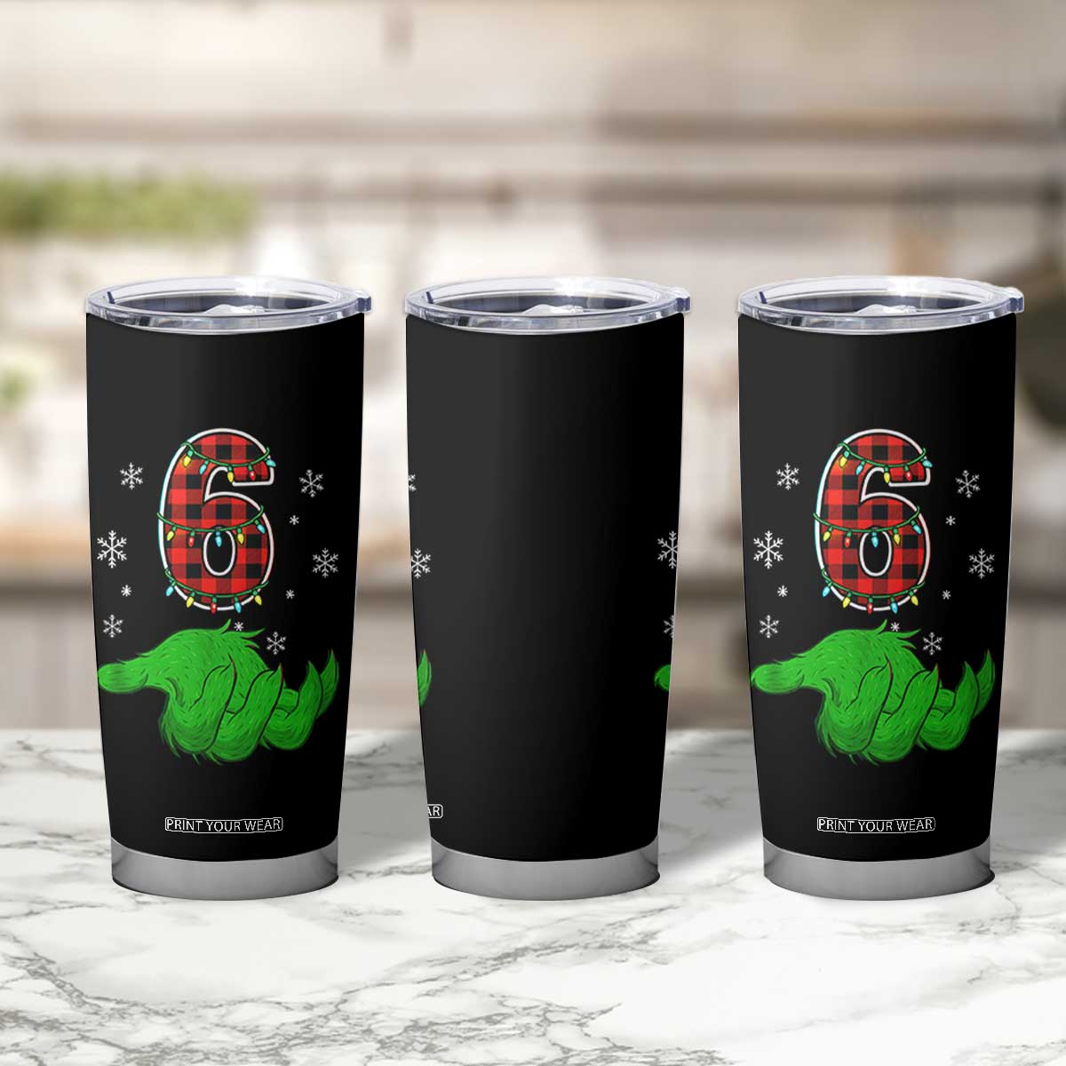 Number 6 Matching 67 Christmas Tumbler Cup Red Plaid Xmas Pajamas Holiday Gen Alpha Slang Meme TS10 Print Your Wear