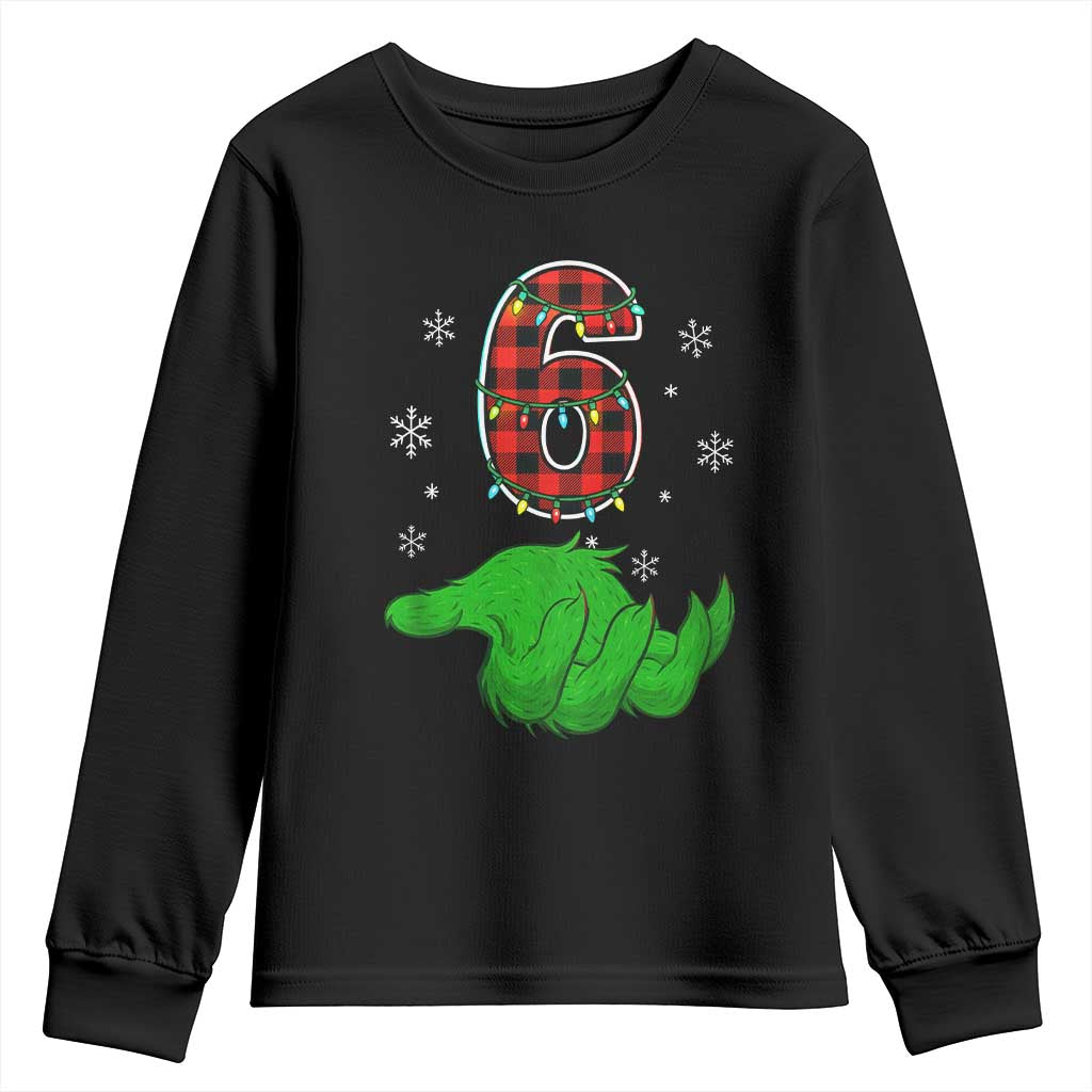Number 6 Matching 67 Christmas Youth Sweatshirt Red Plaid Xmas Pajamas Holiday Gen Alpha Slang Meme TS10 Black Print Your Wear