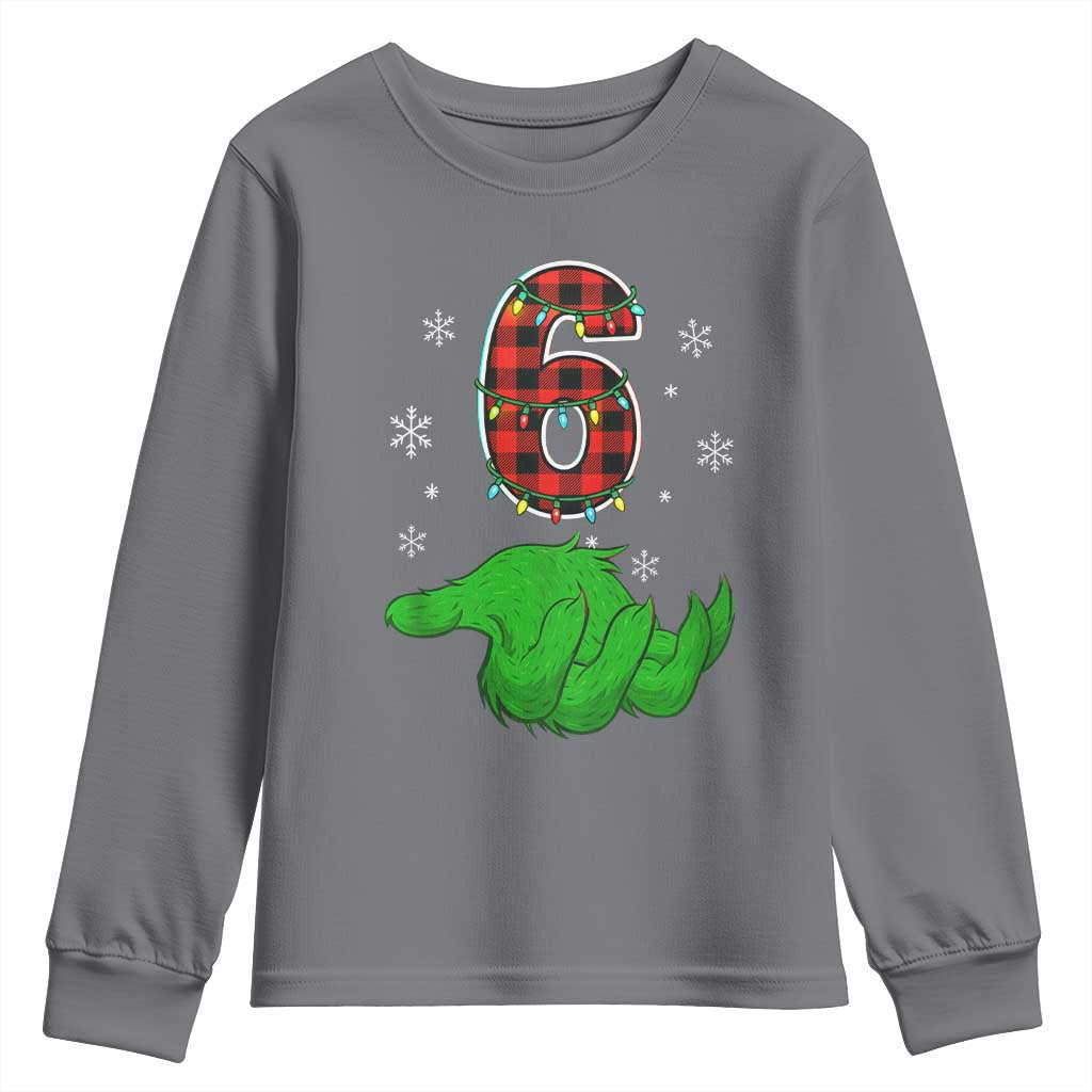 Number 6 Matching 67 Christmas Youth Sweatshirt Red Plaid Xmas Pajamas Holiday Gen Alpha Slang Meme TS10 Charcoal Print Your Wear