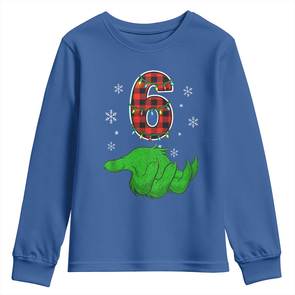 Number 6 Matching 67 Christmas Youth Sweatshirt Red Plaid Xmas Pajamas Holiday Gen Alpha Slang Meme TS10 Royal Blue Print Your Wear